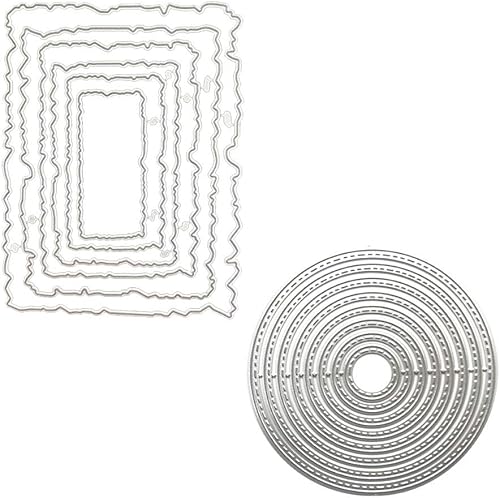 Metal Nesting Cutting Dies Circle and Rectangle Embossing Stencil Die Cuts for Card Making Scrapbooking Paper Craft Album Stamps DIY Décor