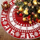 Charmofun Jupe de Sapin de Noël, 122cm Jupe d'arbre de Noël Tricotée, Décorations de N...