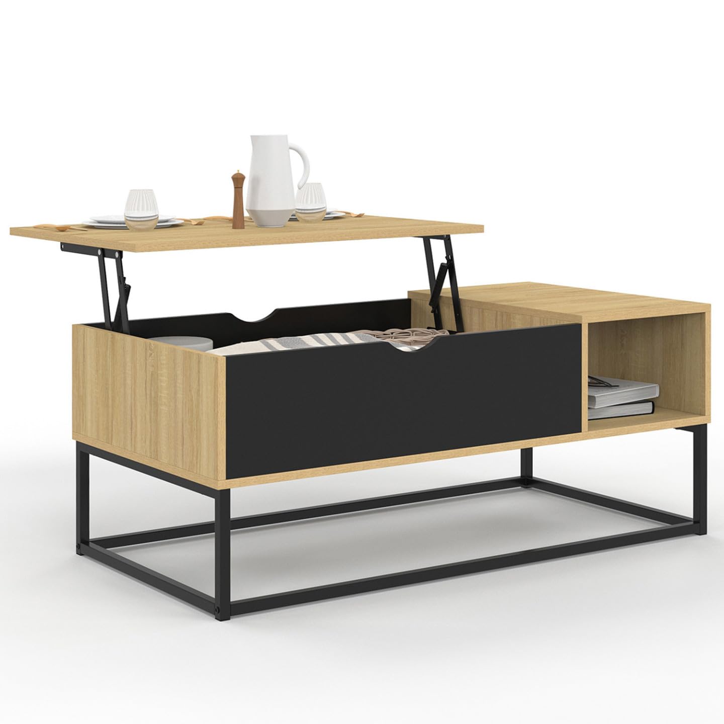IDMarket - Mesa auxiliar Boston con contenedor de diseño industrial