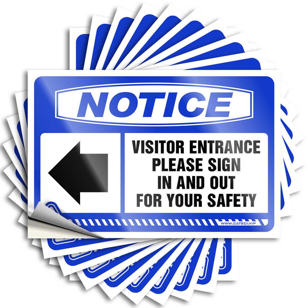 Notice Visitor Entrance Please Sign in and Out for Your Safety Decal Home Decor Gifts | Golden Accessory Removable Decal Pack(6X9CM)