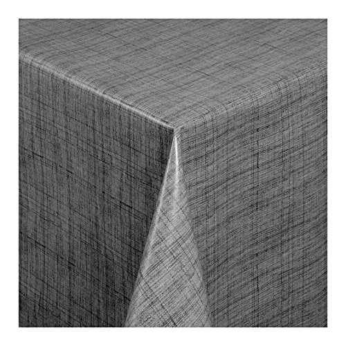 Preisvergleich Produktbild WACHSTUCH Tischdecken Wachstischdecke Gartentischdecke, Abwaschbar Meterware, Länge wählbar, Leinenoptik Grau (127-04) 100cm x 140cm