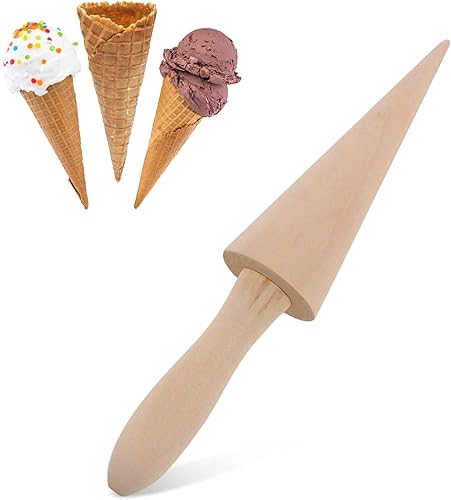 Molde de cono de helado, rodillo de madera de cono de gofre, rodillo de pizzela, moldes de cuerno de crema de madera, decoración de pastelería,