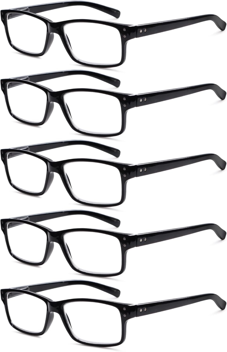 SIGVAN 5 Pack Reading Glasses Men Traditional Black Frames Readers for Men with Spring Loaded Hinges