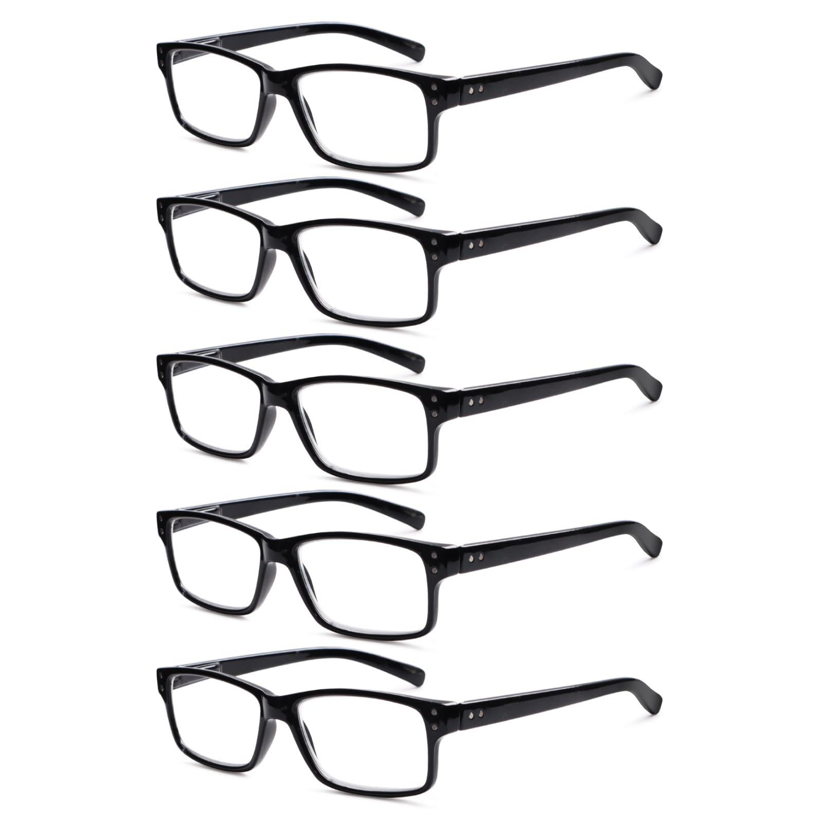 SIGVAN 5 Pack Reading Glasses Men Traditional Black Frames Readers for Men with Spring Loaded Hinges