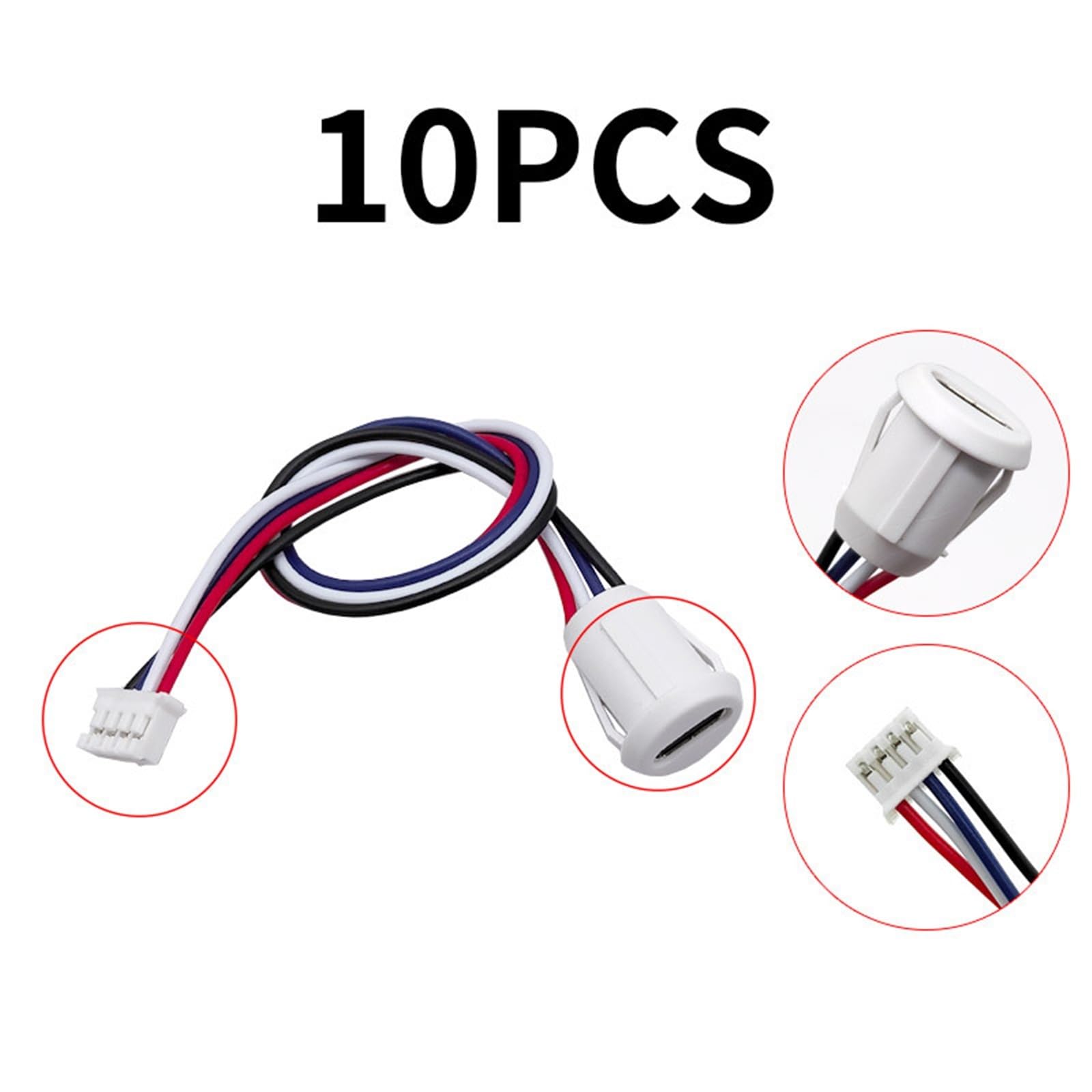 10 szt. USB-C 2/4/5-pinowe wysokoprądowe gniazdo szybkiego ładowania CC z nakrętką PH2.0 zatrzaskową płytką typu C żeńskie wodoodporne gniazdo złącza (4-liniowy biały zamek)
