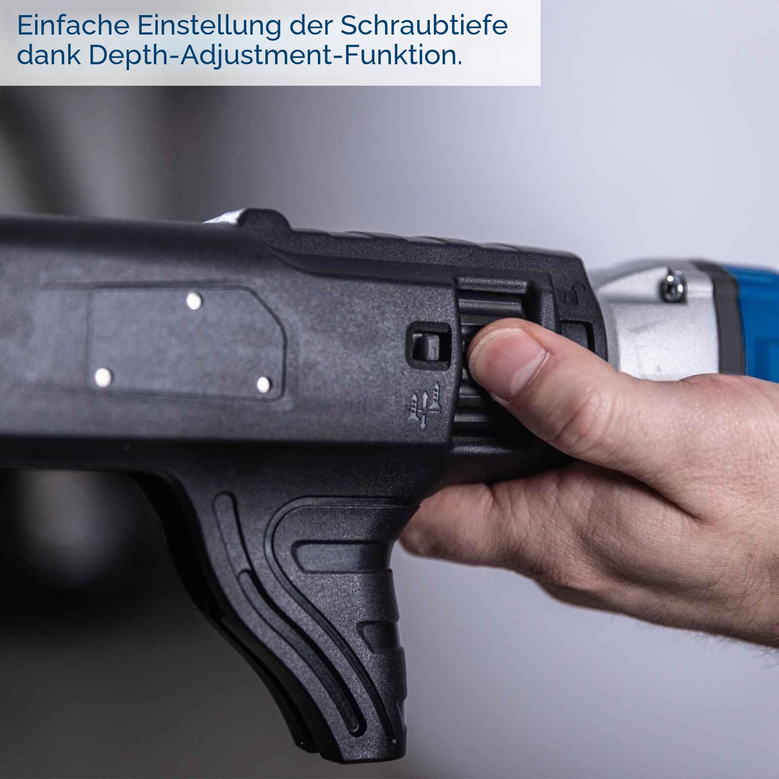 Scheppach Akku Trockenbauschrauber BC-DWD400MS-X mit Depth-Adjustment-Funktion & Zubehör | Drehmoment 30Nm - 1/4" | Drehzahl 4000 min-1 | 20V-IXES-Serie | 10 Jahre Garantie | mit 2Ah Akku & Ladegerät