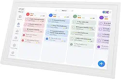 SUNGOOYUE Calendário Digital Inteligente, Porta-retratos Com Tela Sensível Ao Toque de 15,6 Espaços e Organizador Familiar para Montagem na Parede de Escritório Doméstico ou Suporte de (Branco Puro)