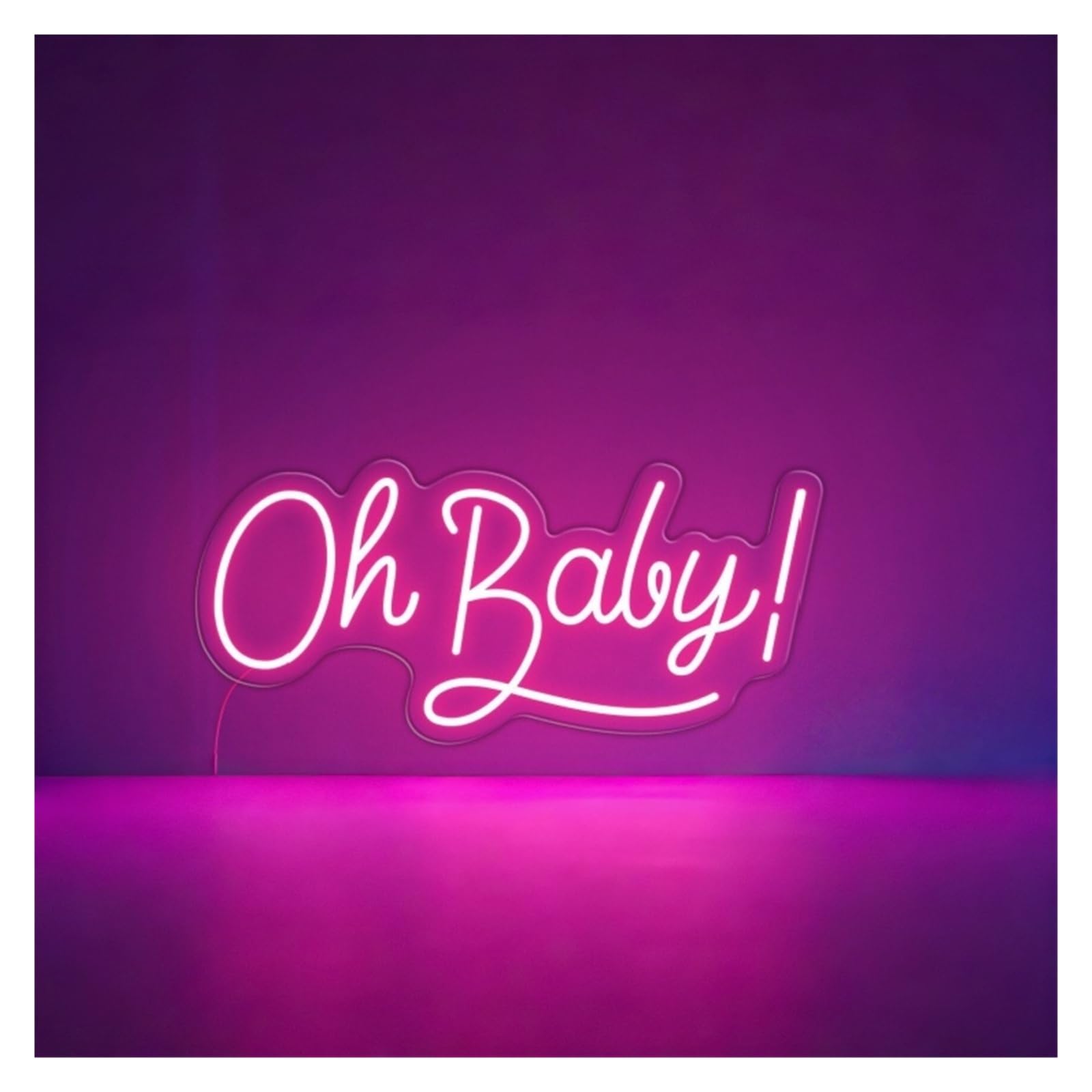 RONGCH Hanging Art Signs Oh Baby Neon Sign Shower Decor Party Gameroom Bedroom Bar Livingroom Birthday Wall Decoration 45cm