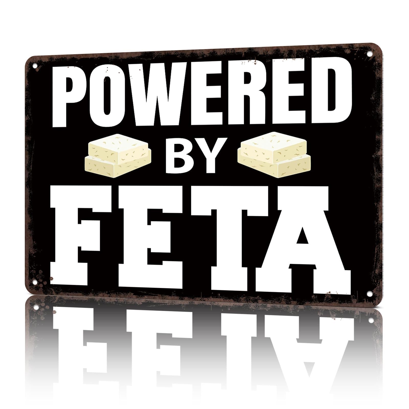 KWQDOZF Vintage Metal Signs Cheese Feta Enthusiasts Funny Tin Sign Poster Wall Art For Home Room Bedroom Office Decor 8x12inch