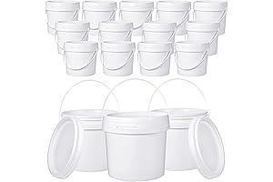 16 Pack 1 Gallon White Plastic Buckets with Lid Food Grade