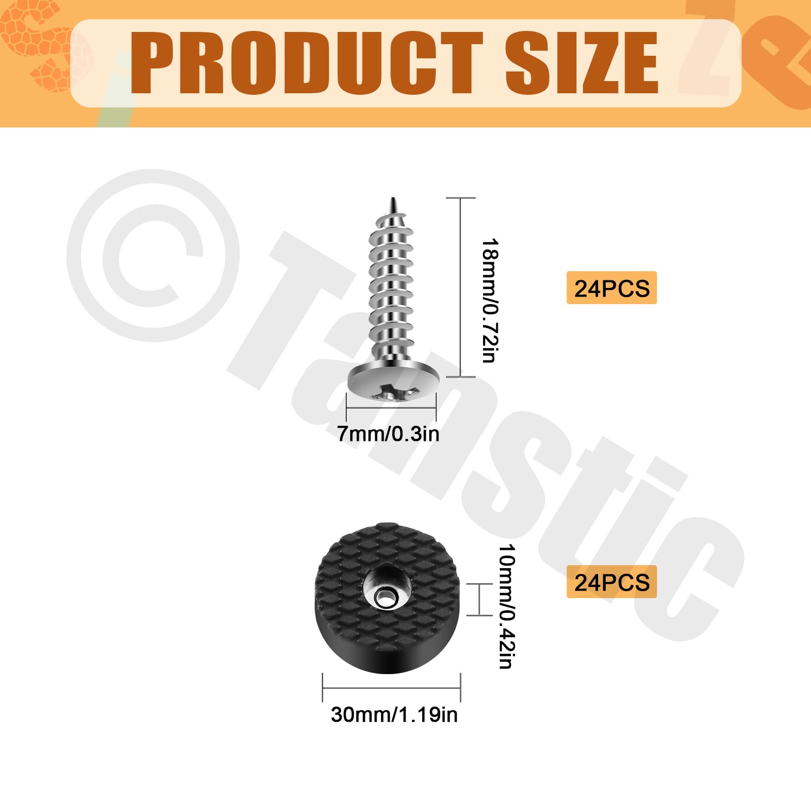 Tanstic 24Pcs Screw On Rubber Feet Non Slip Furniture Pads Floor Protector Round Furniture Pads with Screws for Furniture Legs Hardwood Floors(Black) - Image 2