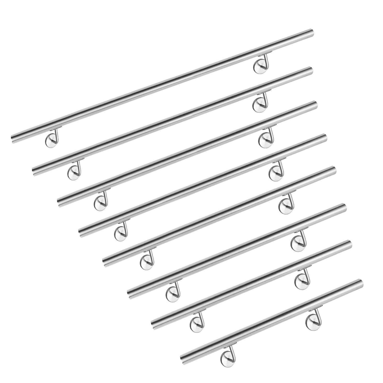 Aufun Corrimano Scale in Acciaio inox 150cm per corrimano esterno, balcone, parapetto Fissaggio a Muro, tasselli di Metallo - Aspetto inossidabile