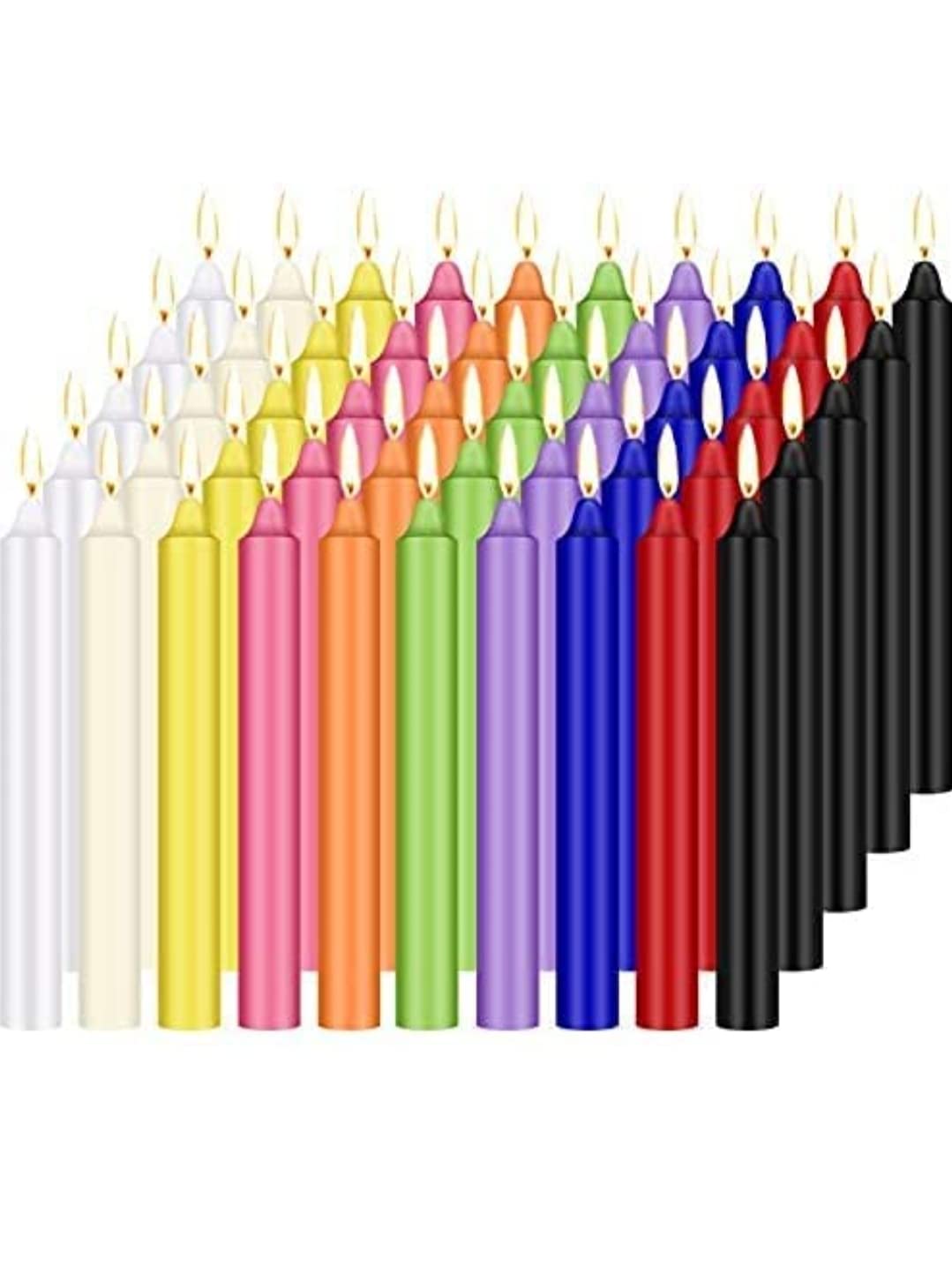 LTYNE Paraffin Wax Candles Chime Candles Set of 20, Ritual Spell Candle, Unscented (Pack of 20, Multicolor)