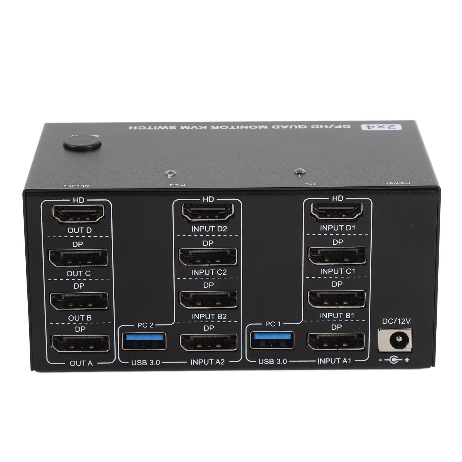 4 Moniteurs KVM Switch avec 4 Ports USB 3.0, 2 Ordinateurs HD 8K 60Hz Displayport (Prise UE)
