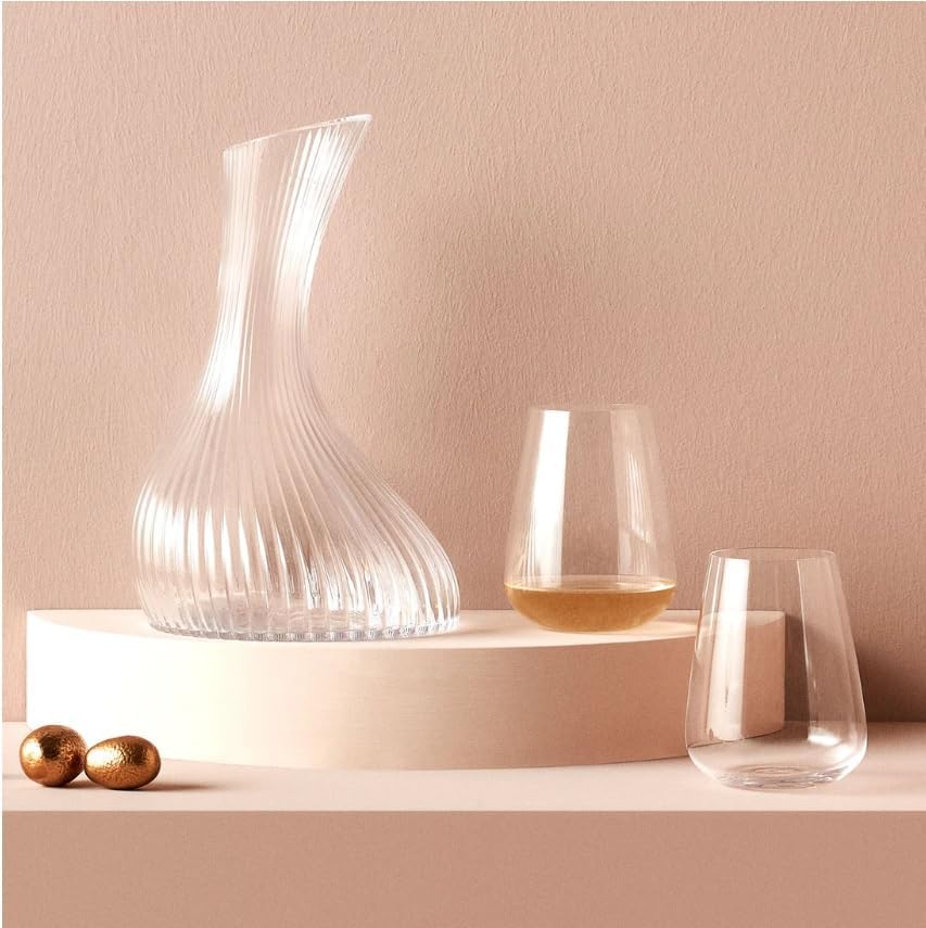 Miniatura 2 de Jarra Nude Vini de 61 onzas, decantador de vino de cristal, sin plomo, diseño vintage, diseño elegante, vino rojo y blanco, accesorios de regalo