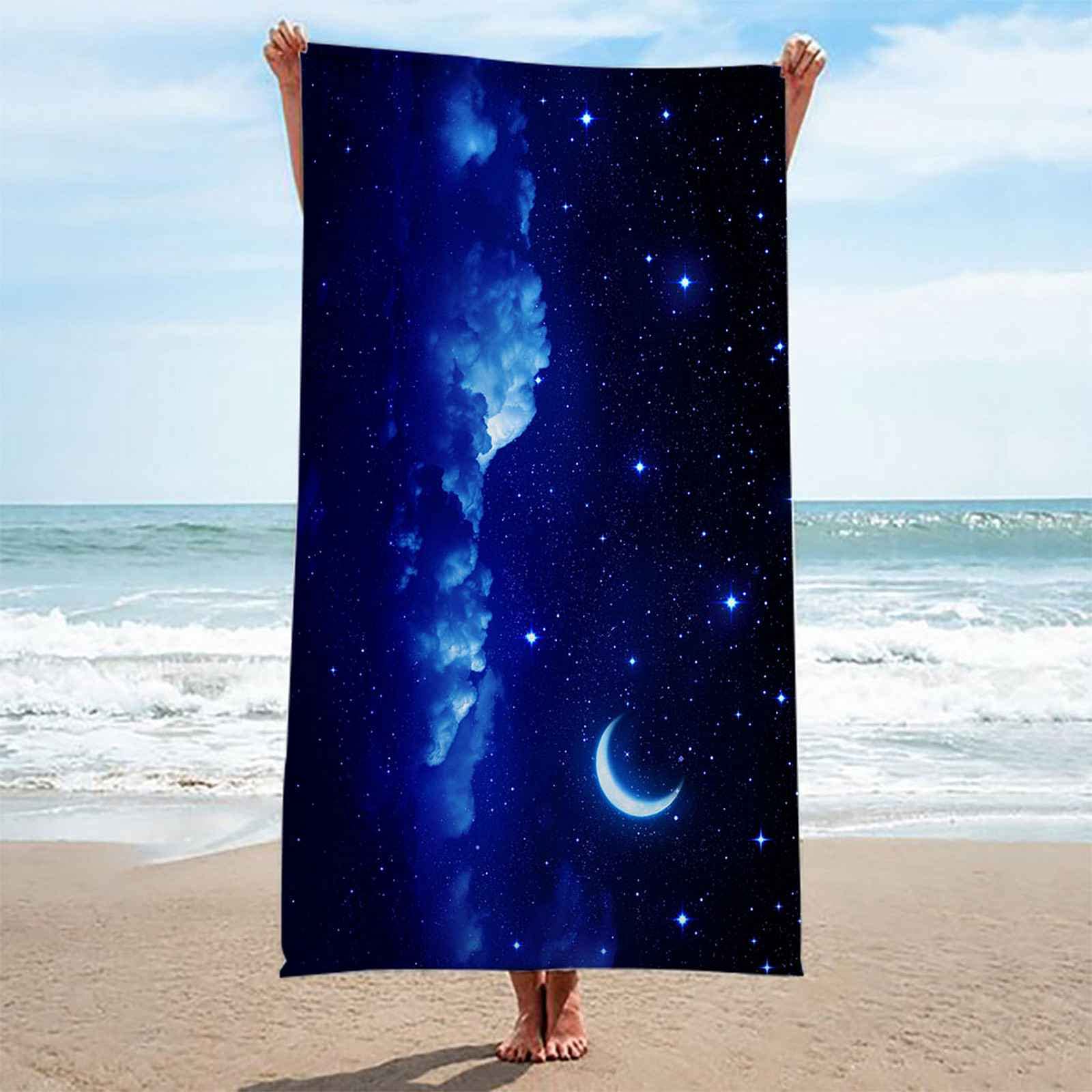 Serviettes De Plage 150x200cm Ciel Étoilé De La Lune 3D Serviettes De Bain Microfibre Anti Sable Grande Taille Garçon Fille Enfant Drap De Plage pour Piscine Vacance De Voyage À La Plage