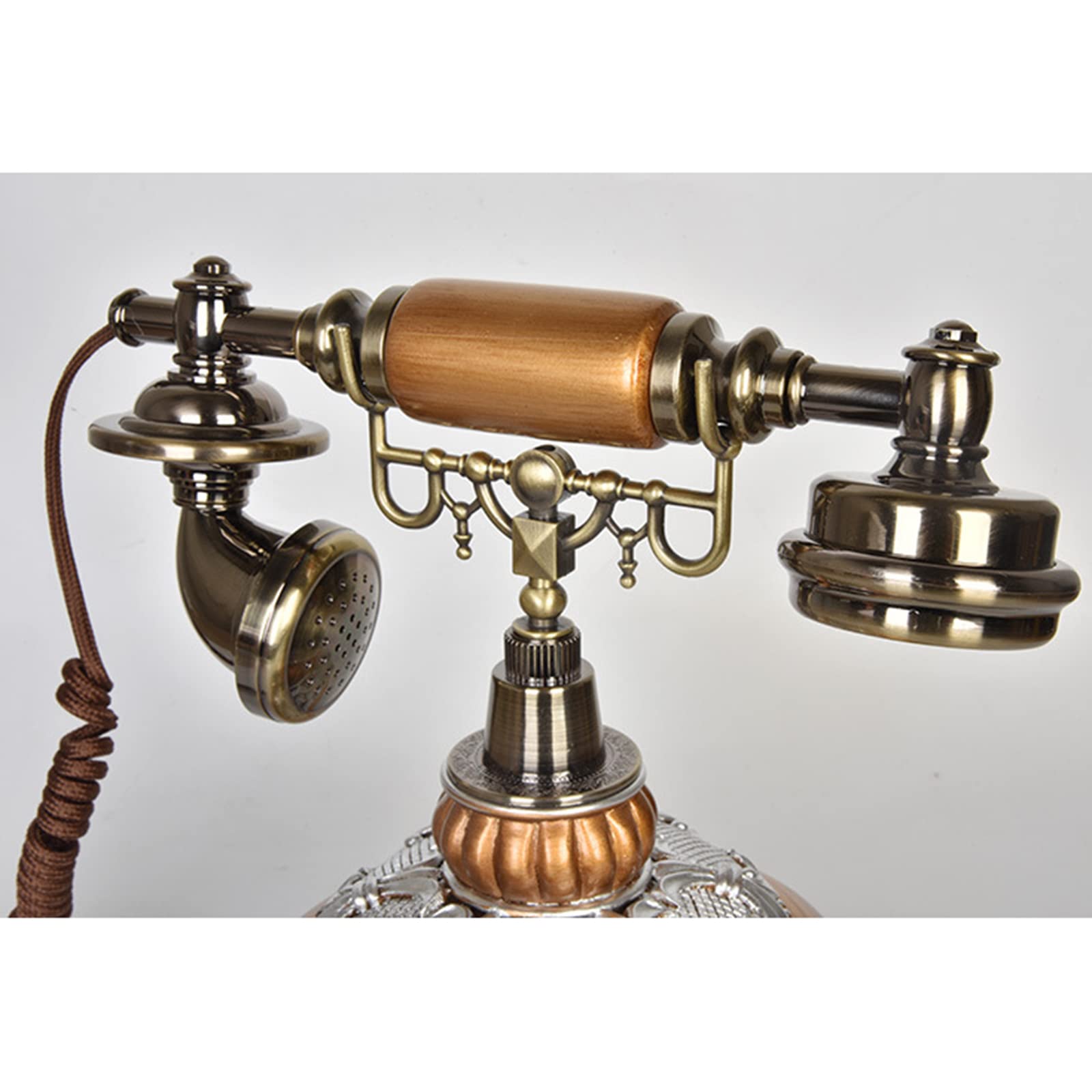 Telefon stacjonarny w stylu europejskim. Stylowy telefon stacjonarny z żywicy, antyczny telefon stacjonarny do domowego biura hotelowego. Elegancki telefon w stylu art deco z dużymi przyciskami