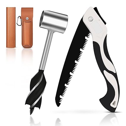 CANTENDO Bushcraft Gear for Survival Settlers,Bushcraft Drill & Survival Saw,Bushcraft Tools and Gear,Settlers Wrench Hand Auger Wood Drill,Scotch Eye Wood Auger