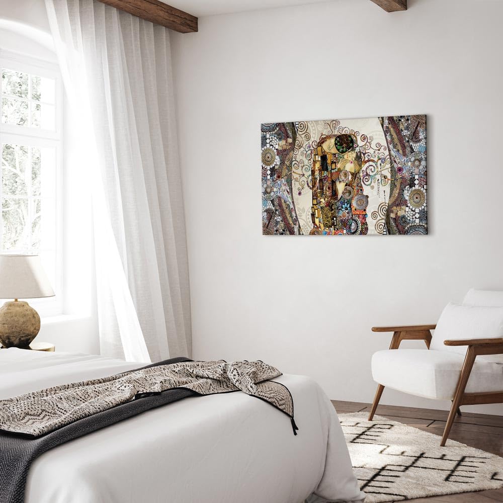 murando Cuadro en Lienzo Gustav Klimt Beso Impresión de 1 Pieza Tejido no Tejido Artística Imagen Gráfica Decoracion de Pared Abstracto Mosaico