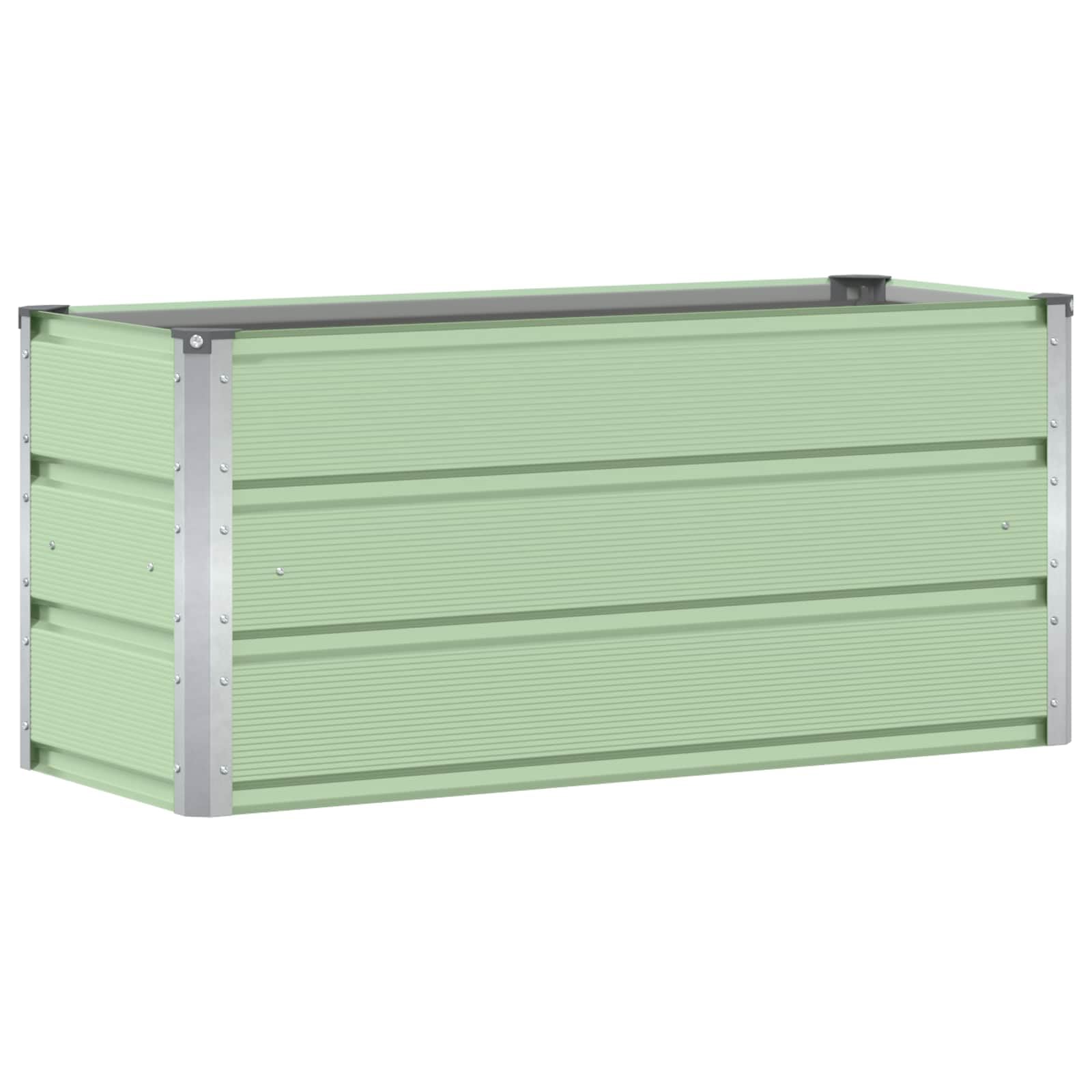 Macetero verde 100 x 40 x 45 cm de acero | Jardinera de acero resistente para jardín, balcón y terraza. Diseño moderno con mucho espacio para las plantas.