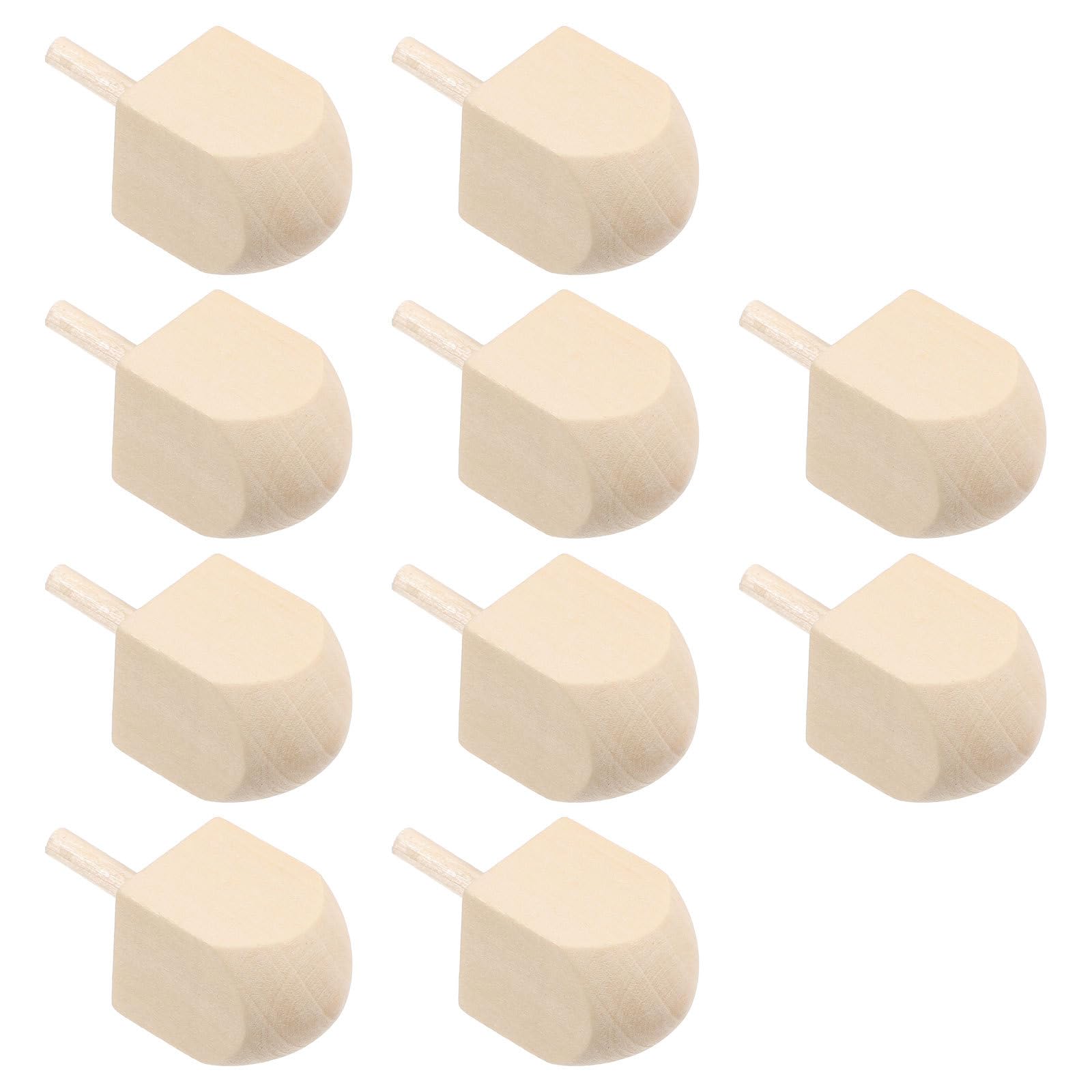 VOSAREA 10pcs Unfinished Dreidels for Hanukkah Blank Natural Tops for Crafts Family Party Supplies and Educational Fun Paint Your Own Dreidel Projects