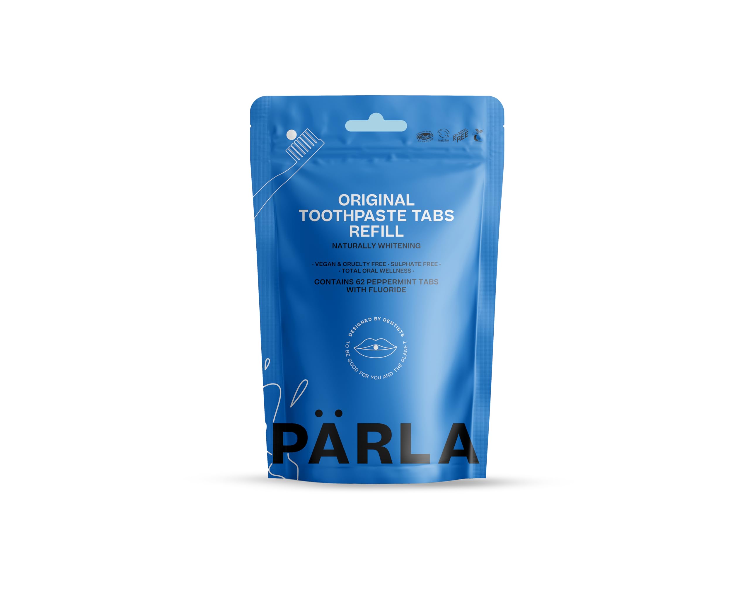 PÄRLA Original Toothpaste Tablets With Fluoride - Refill 62s, 1 Month Supply - For Enamel Protection - Travel-Friendly, Low-Waste, Plant-Based - View #6
