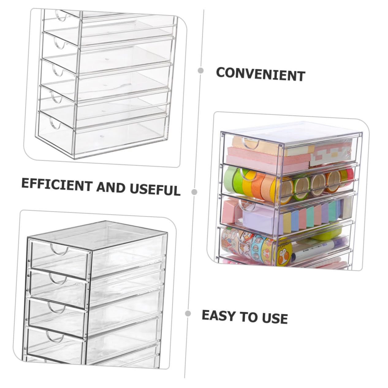 Organizador Transparente de Escritorio de Caja Multiusos de Almacenamiento para Cosméticos Maquillaje y Pequeños Objetos con Diseño Resistente y Capacidad Amplia