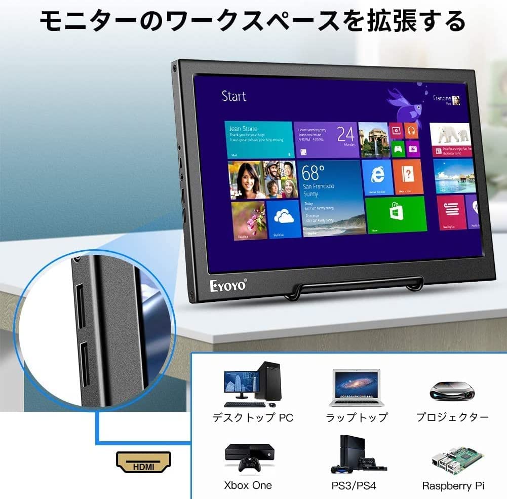 Amazon.co.jp: ポータブルモニター Eyoyo13.3インチ モバイルモニター
