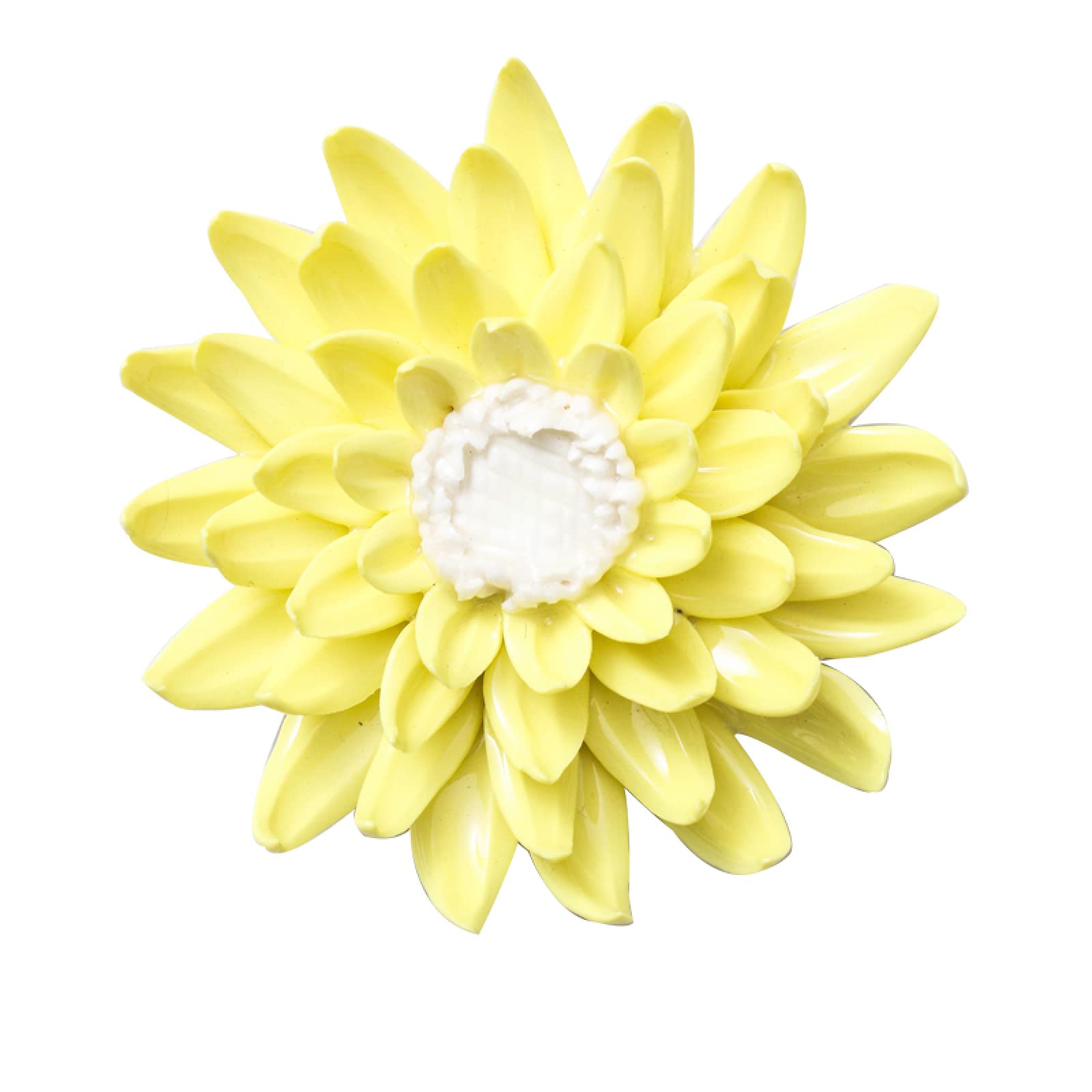 KJOLWHCQ Elegant Handcrafted Ceramic Flowers Yellow Chrysanthemum Artificial Sculpture Home Hanging 3D Wall Art Decor Decoration(Diameter 2.7 inch)