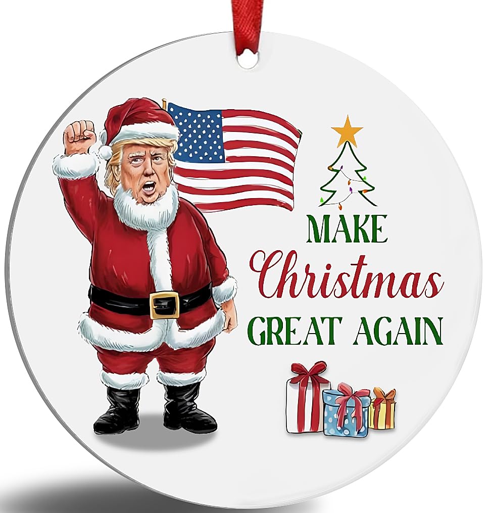 Donald Trump Make Christmas Great Again Christmas Ornament 2024 Funny Santa Claus 2024 Ornament, Gifts for Supporter