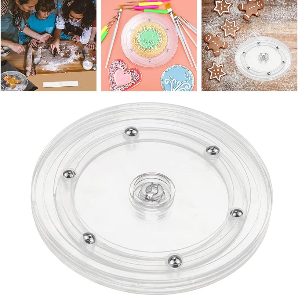 Cookie Decorating Turntable Acrylic Cake Turntable 15cm Cookie Display Decorating Swivel Stand with Anti-slip Mat Rotating Swivel Stand Turntable Ball Bearings Stand