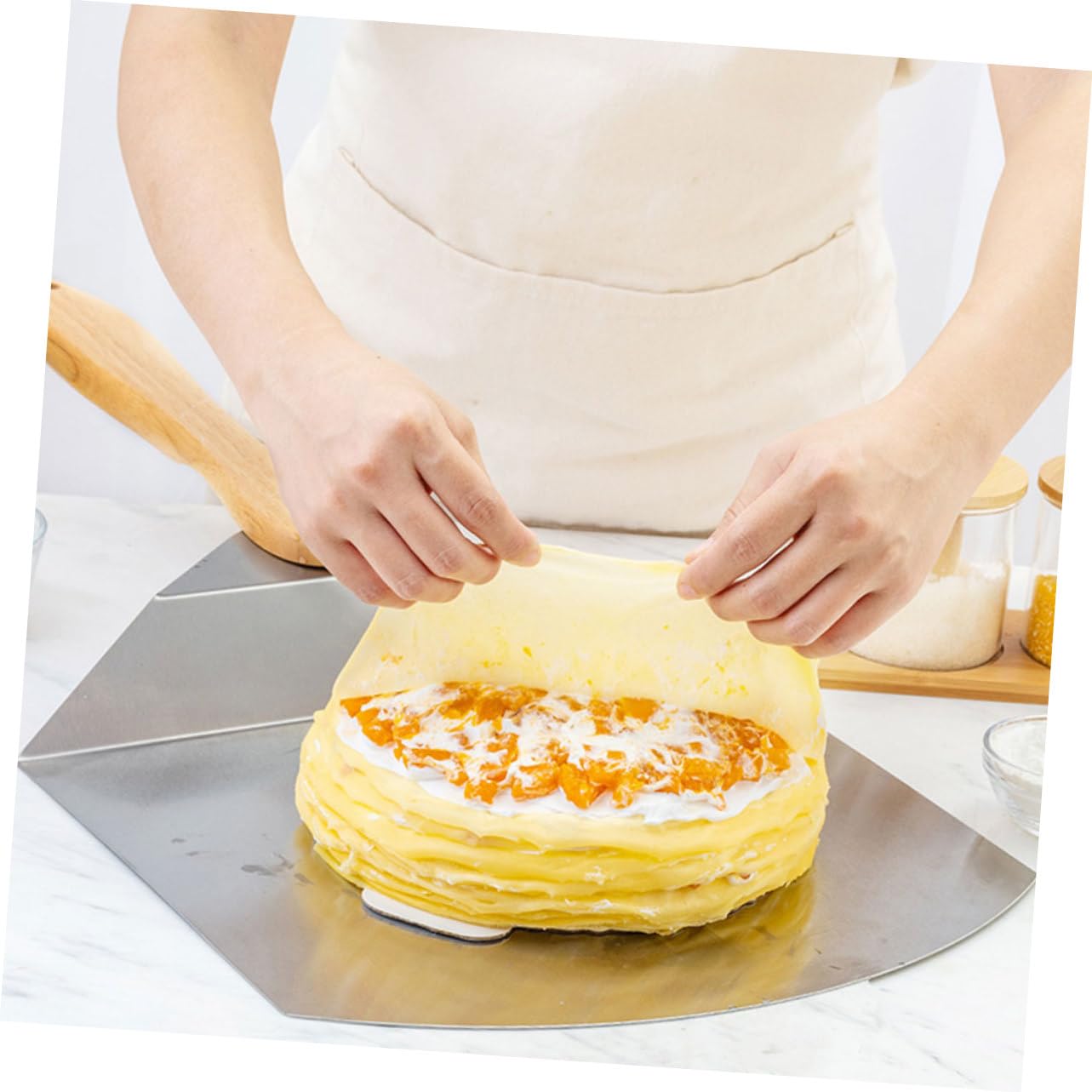 Ciieeo Pala de Panadería Plegable para Pizza de Acero Inoxidable