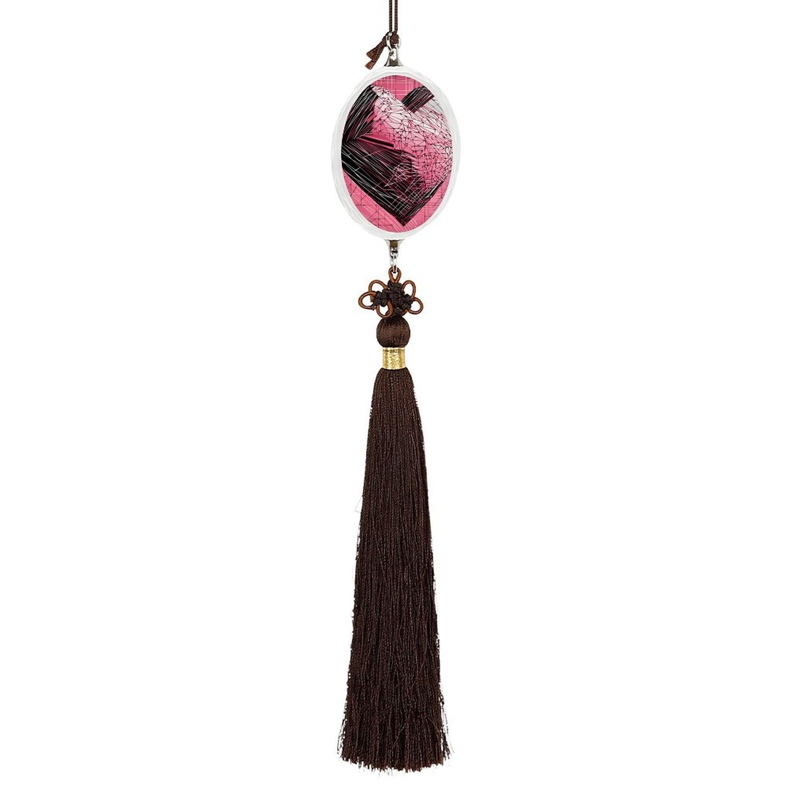 Crystal Auto Pendant Charms Ellipse Crystal Car Rear View Mirror Charms Drawn Heart Shape Auto Hanging Interior Ornament Pendant Car Interior Accessories for Women Men CarCharms Decor