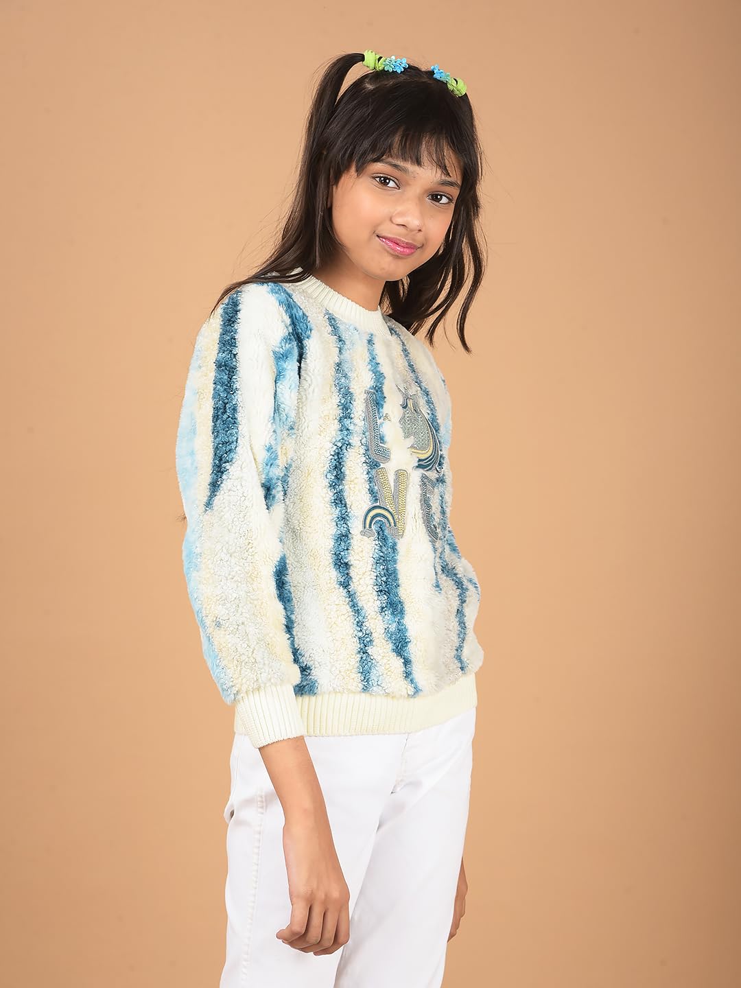 Crimsoune Club Girl's Blue Graphic Print Sweatshirt (9-10Y) 1