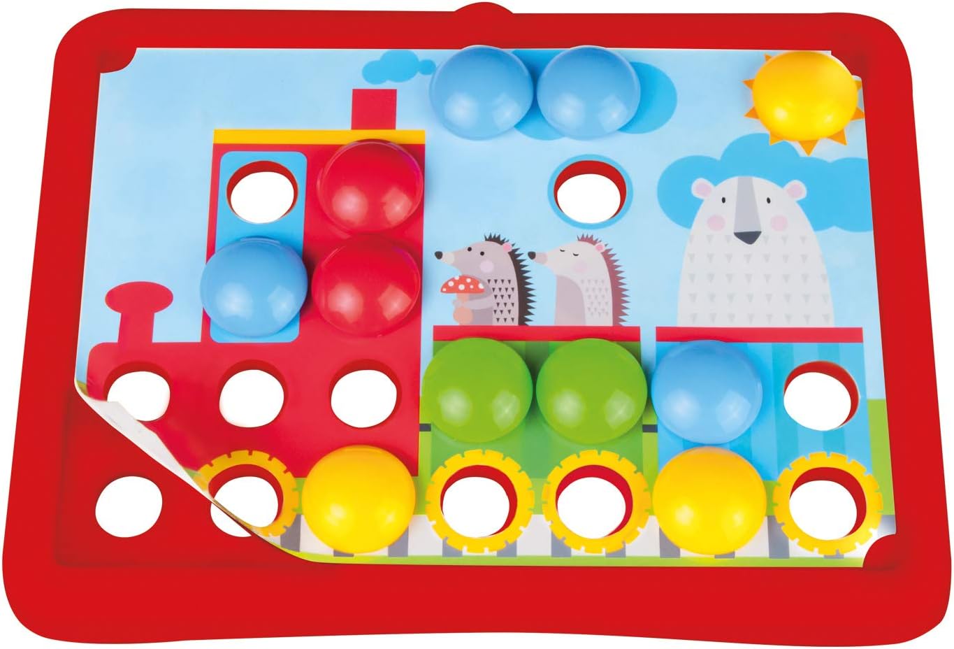 Lena 35633 x Traffic, 36 Stones with a Diameter of 32 mm, 7 templates, Plug-in Game for Children from 2 Years, My First Mosaic Craft Set, Colourful