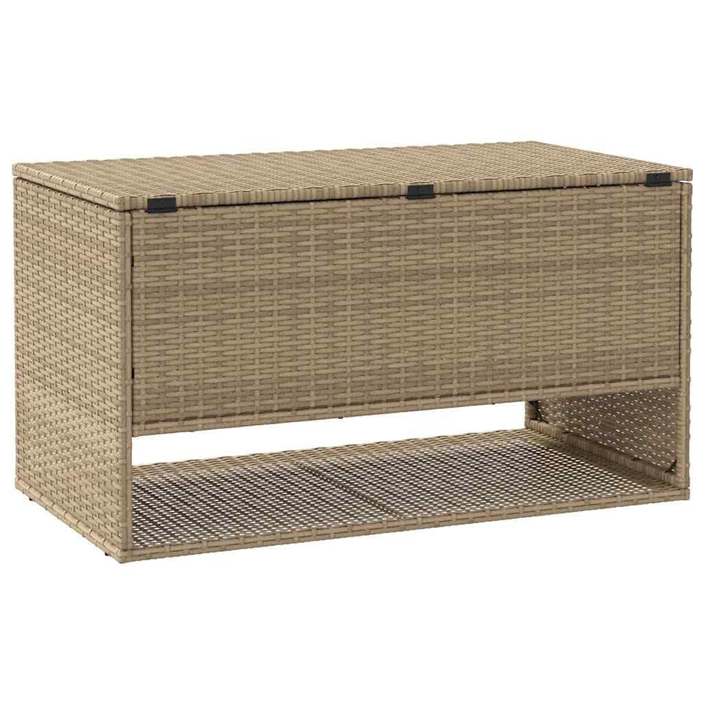Cassapanca per cuscini da esterno beige 100 x 55 x 55,5 cm polyrattan, scatola di immagazzinaggio degli attrezzi da giardino per esterni, balcone o terrazza