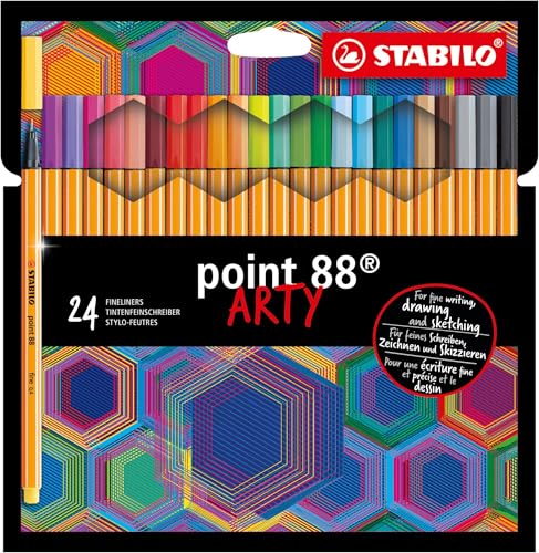 Rotulador punta fina STABILO point 88 - Estuche ARTY con 24 colores