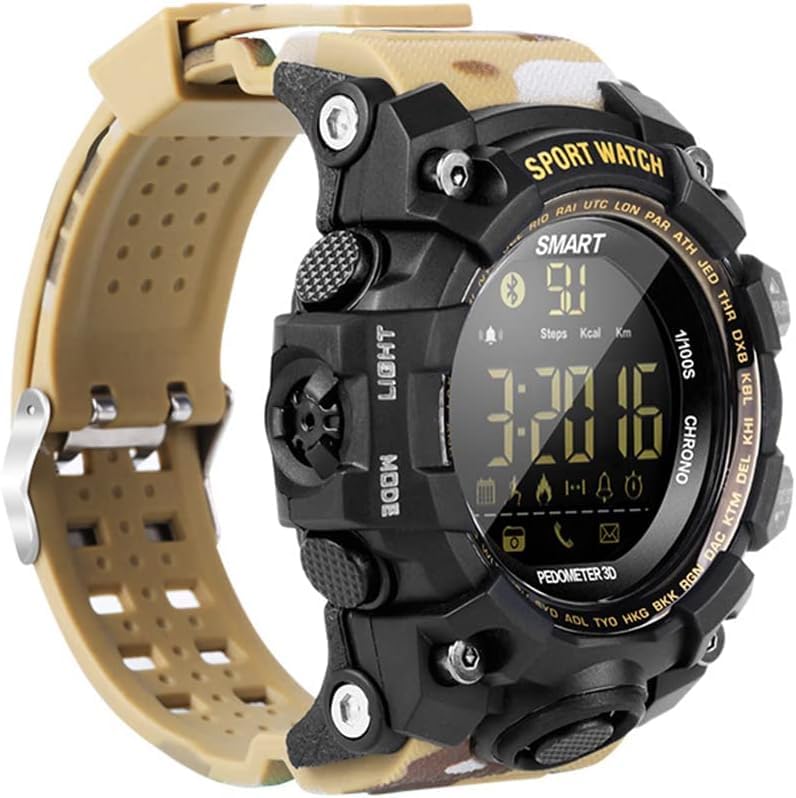 Montre connectée avec podomètre et calories pour suivi sport outdoor camouflage