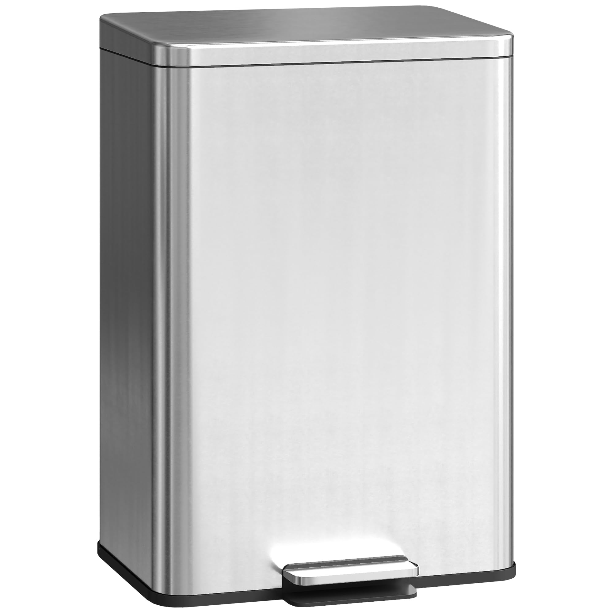 HOMCOM Poubelle de Cuisine 20 L, Poubelle avec Pédale, Couvercle à Fermeture Douce en Acier Inoxydable, Seau Intérieur Amovible, Anti-Traces, pour Cuisine, Maison, Bureau, Argenté