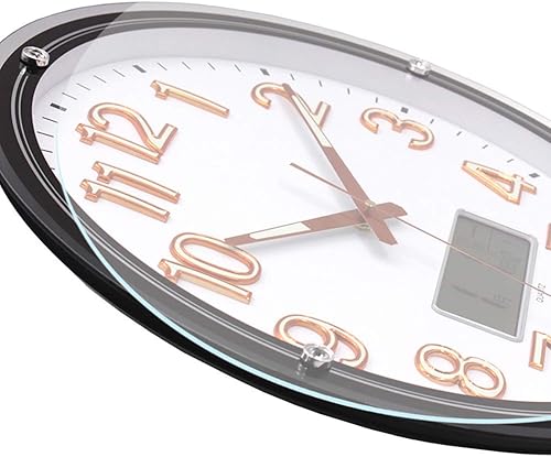 Miniatura 6 de ZZenSmot Reloj silencioso de 18 pulgadas, moderno reloj de pared luminoso con calendario LCD y termómetro para decoración de oficina en casa, color