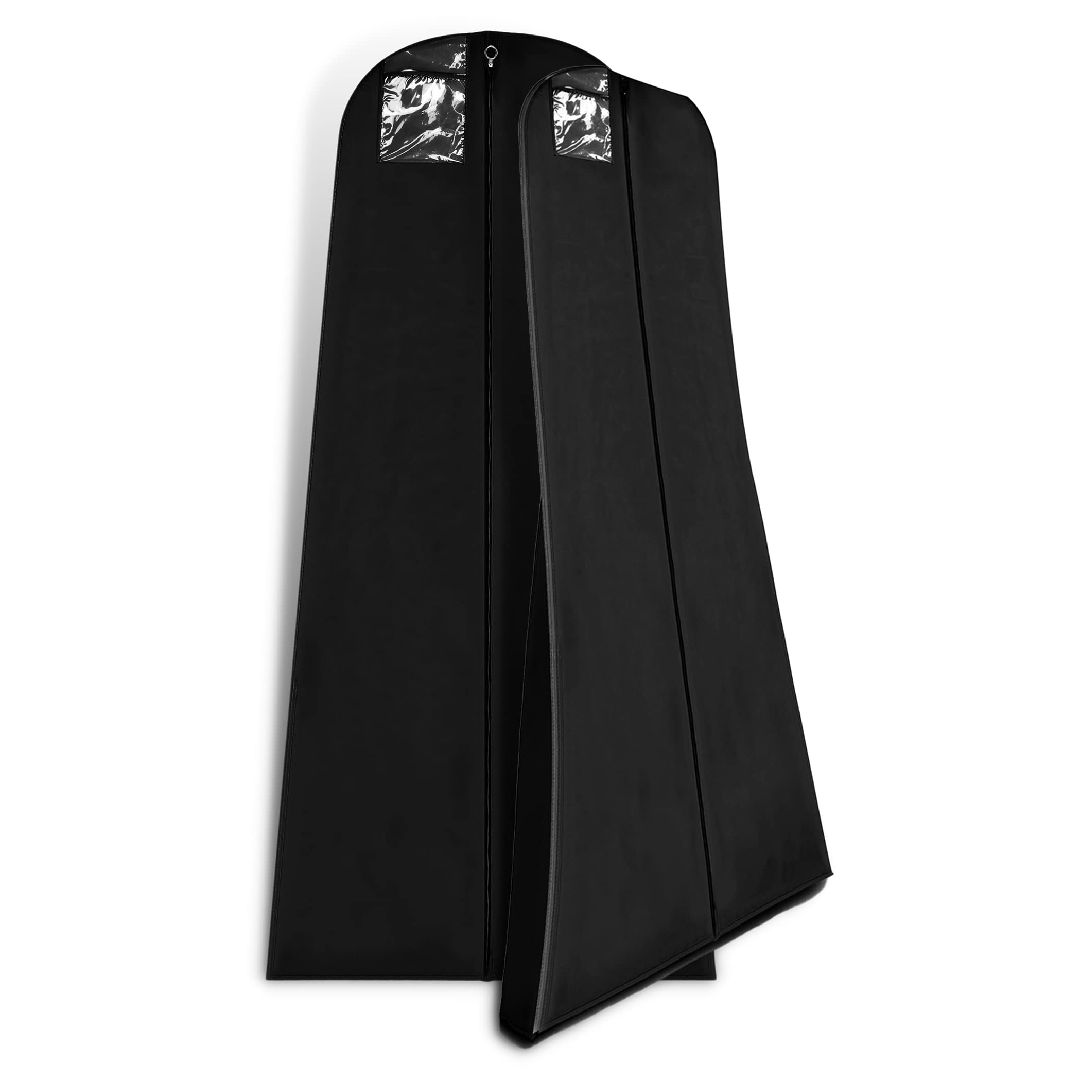 Hoesh International Black 72 Inch Waterproof With 8 Inch Tapered Gusset Wedding Travel Storage Bridal Dress Gown Garment Cover Bags With Internal Zipped Pocket (, 1)