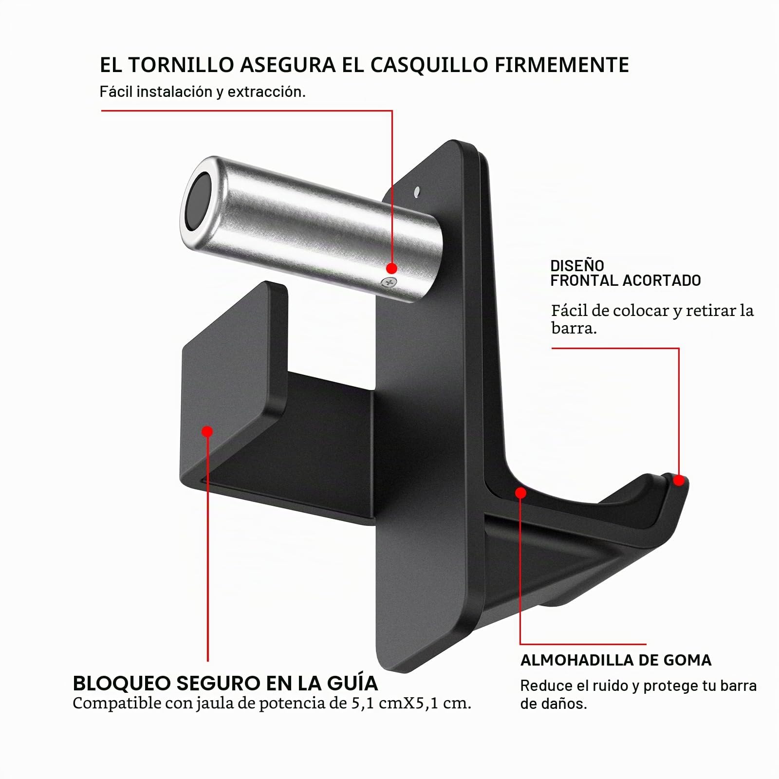 Kipika Juego de Ganchos en J y Soporte para Discos de Peso - Rack de Potencia 2 x 2 Pulgadas, Agujero 5/8 o 1 Pulgada - Accesorios para Sentadillas y Entrenamiento de Fuerza