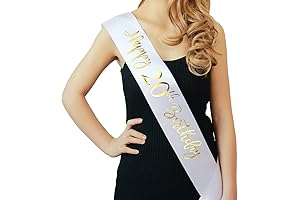 White "It's My 20th Birthday" Sash with Gold Foil
