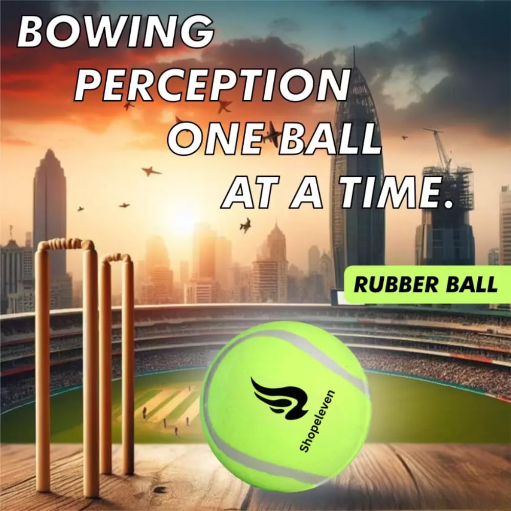 Shopeleven Lightweight and High Elasticity Rubber Tennis Ball for Cricket Training (Standard, Pack of 1) 3