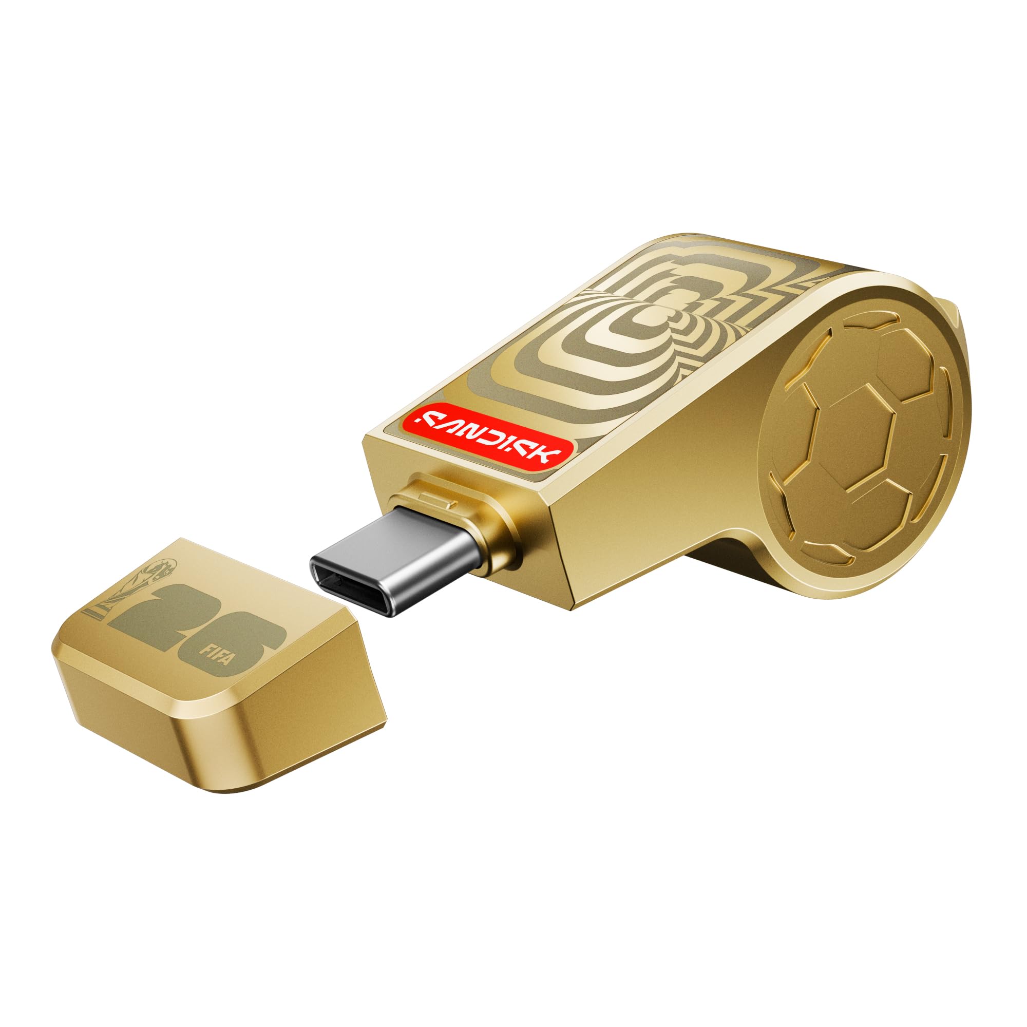 SANDISK USB Type-C Flash Drive 128GB, FIFA World Cup 2026 Edition, Up to 300MB/s, Collectible Whistle Design Pendrive for Smartphone & Laptop, Gold-image-45