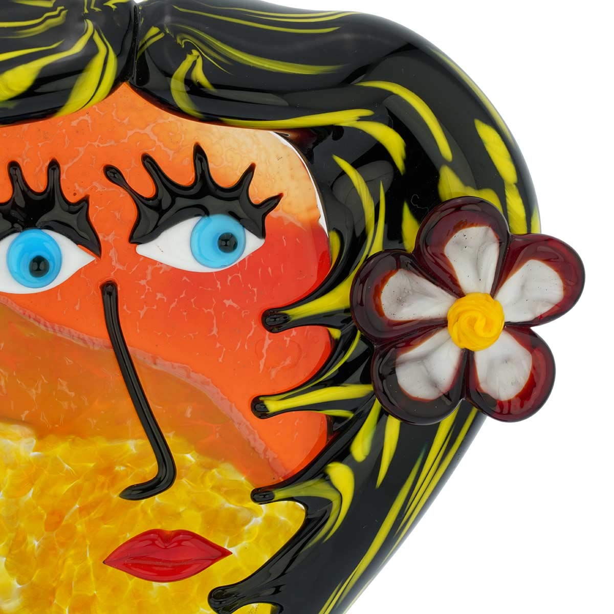 Glass Of Venice Murano Glass Picasso Head of A Woman with Flower