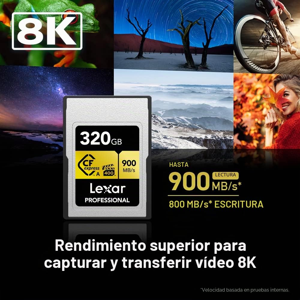 Lexar Tarjeta Profesional CFexpress de 320 GB Tipo A de 900 MB/s Gold Series