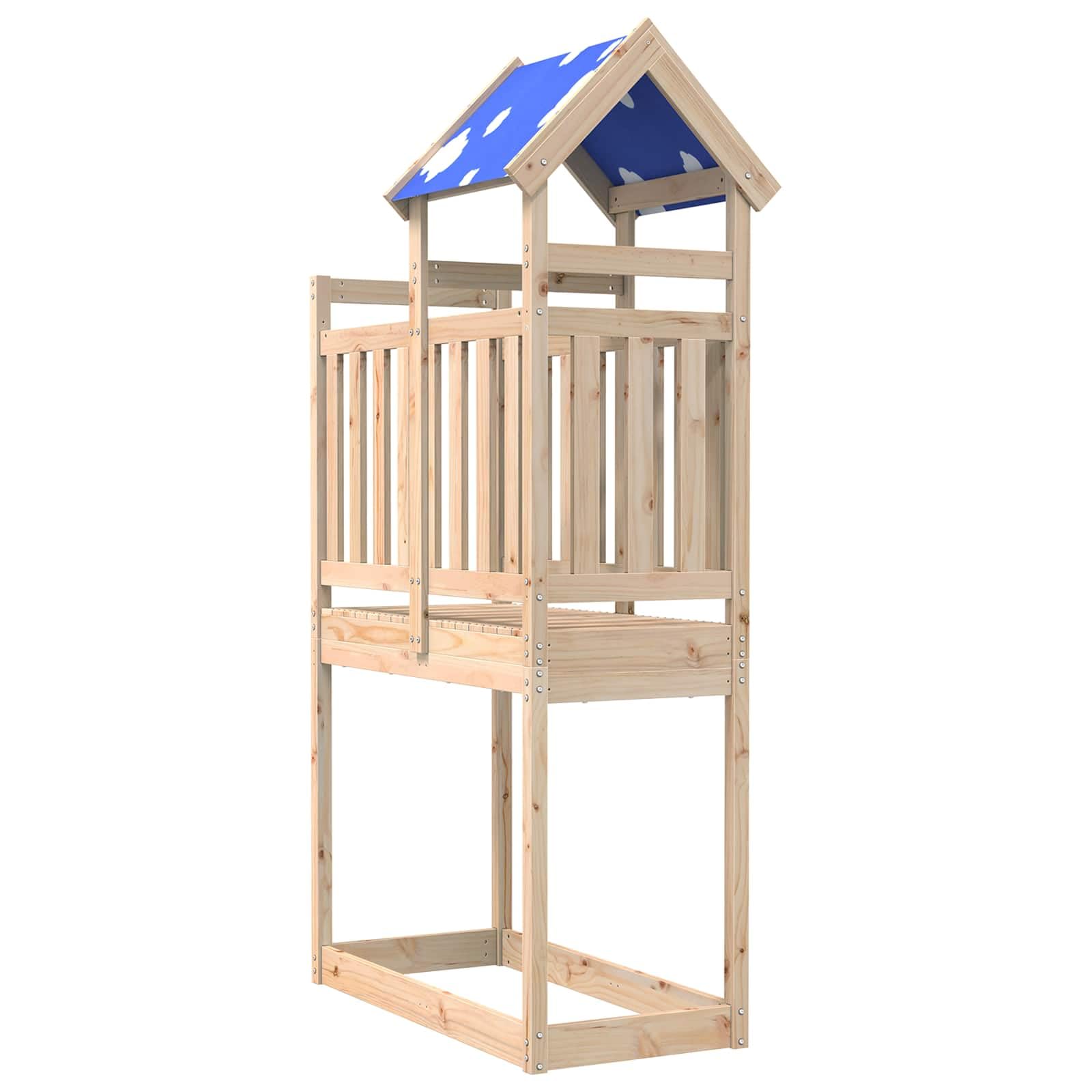 vidaXL Spielturm Braun 52,5 x 110,5 x 215 cm Massives Kiefernholz, Abenteuer wartet, Spielplatzset für draußen, Kletterturm, Rutsche und Schaukel für Garten und Spaß