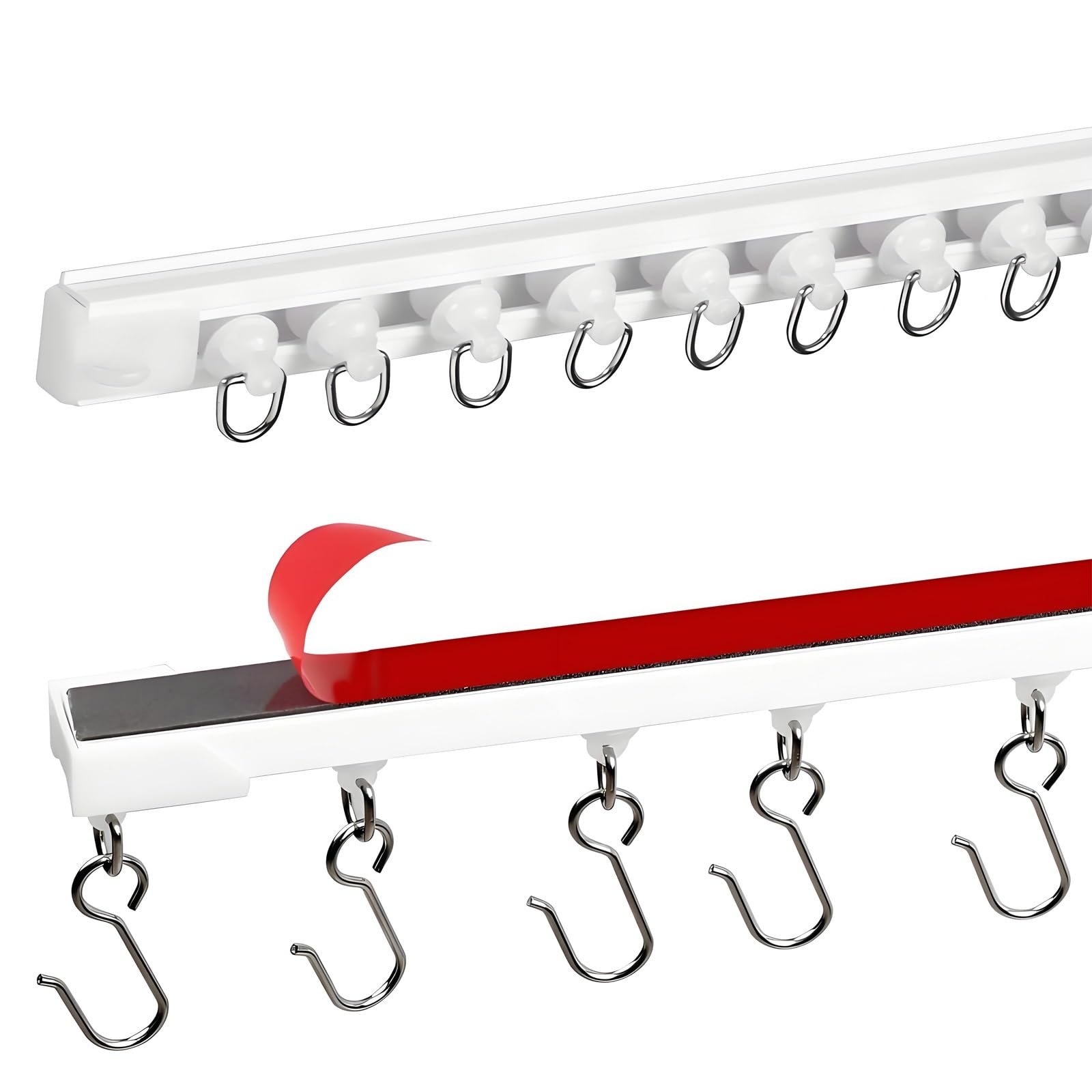 WQPMNYG SelfAdhesive Curtain Track System – No Drill Ceiling or Wall Mount – Sliding Room Divider & Shower Curtain Rail Set with Silent Handless Installation (6.0m)