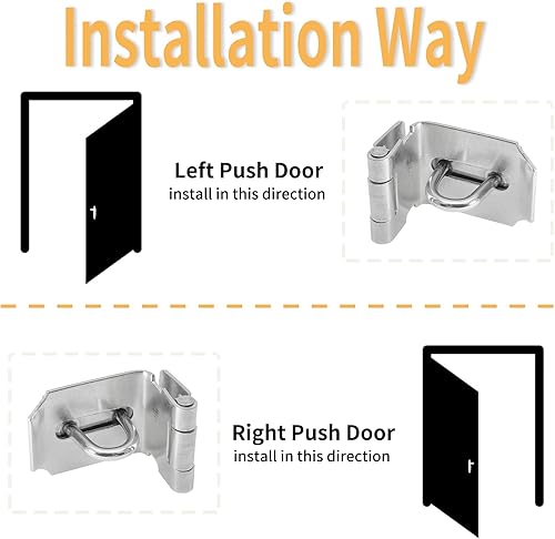 Miniatura 6 de Cerradura de candado de 3 pulgadas y 90 grados, acero inoxidable plateado cepillado de seguridad en ángulo recto con cierre de puerta, cerrojo con